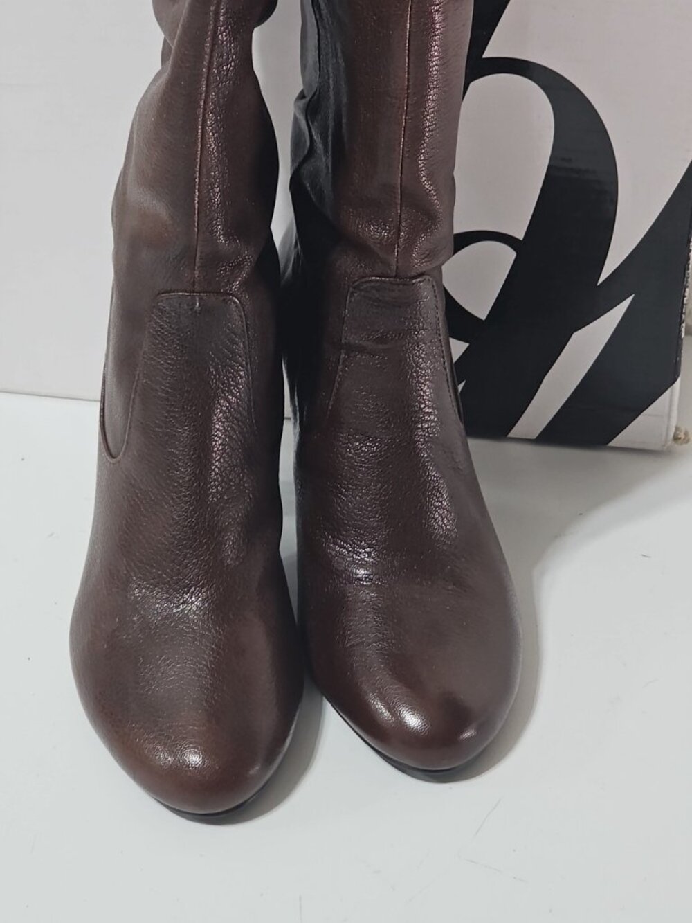 Nine West Scapegoat Dark Brown Women's Leather Heeled Boots Boots 5.5 M - Picture 15 of 16